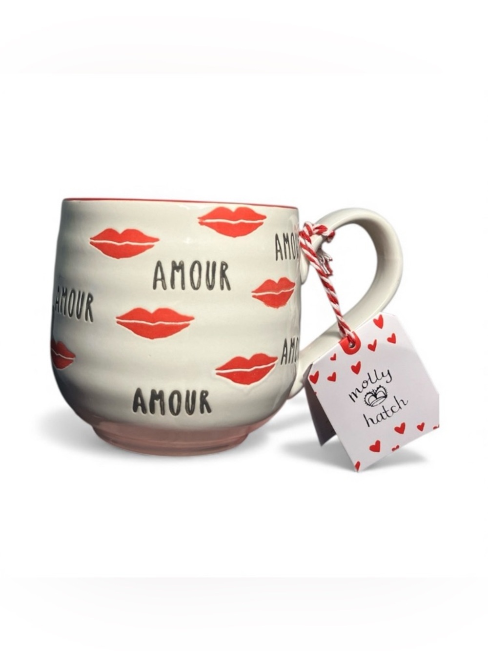 NEW Molly Hatch Amour Mug Red Lips Valentine's Day Love Whimsical Traditional